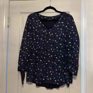XL navy polka dot blouse.